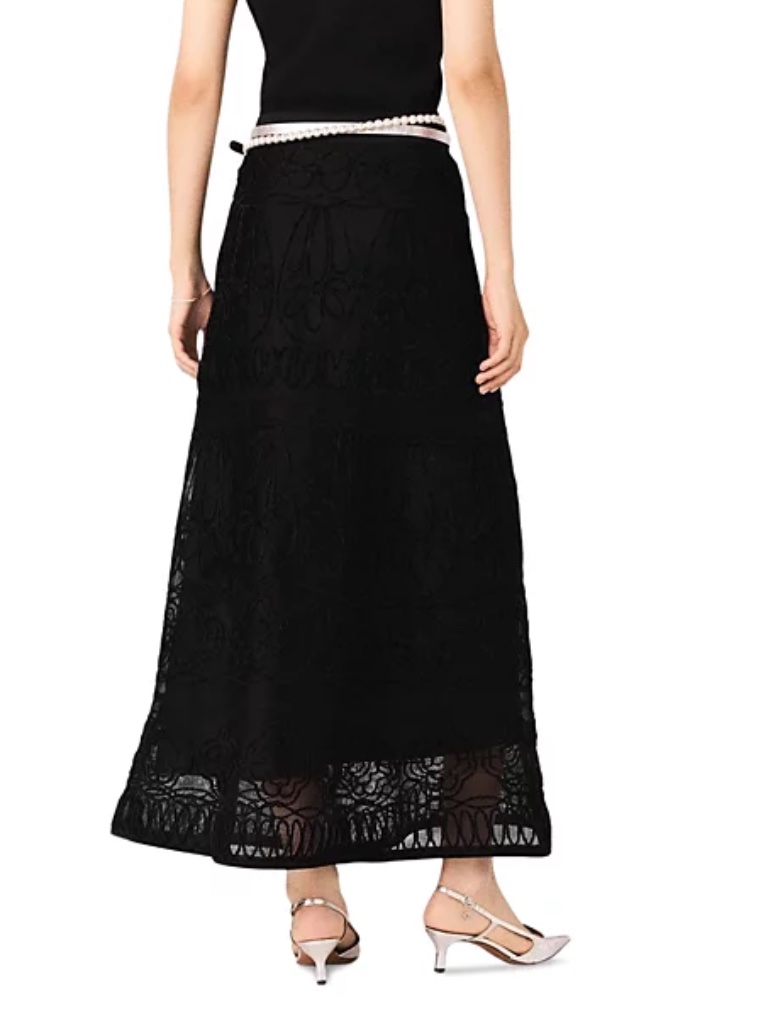 Joderie Embroidered Basket Weave Knit Skirt — image 2 of 6